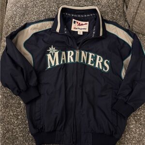 Majestic Navy and Teal Mariners Zip-Up